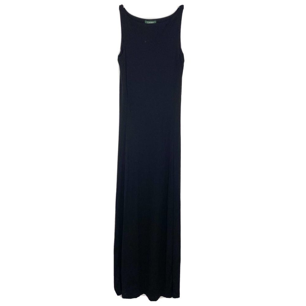 LAUREN Ralph Lauren Women Sleeveless Black Classic Knit Maxi Dress Size S New - Picture 1 of 5